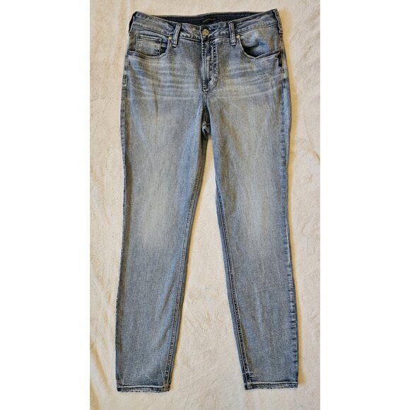 Silver Jeans Co Women's 34 x 31 Light Wash Avery Skinny Jeans High-Rise - Picture 1 of 13